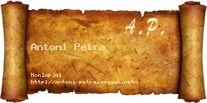 Antoni Petra névjegykártya